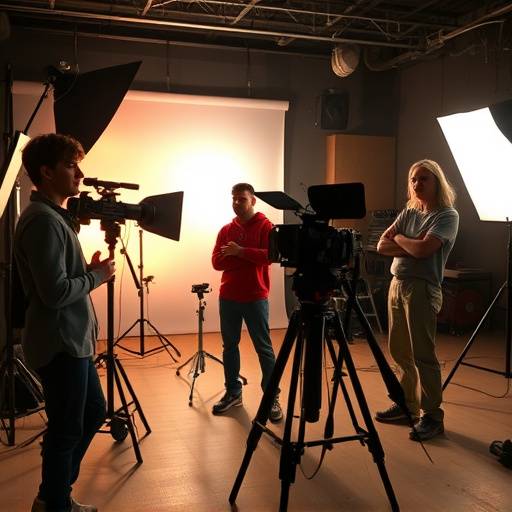 Étudiants en Réalisation de Films travaillant sur un plateau