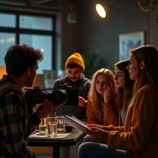 Étudiants en Écriture de Scénarios collaborant sur un projet